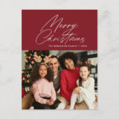 ミニマルホワイトスクリプトクリスマスホリデーカード ポストカード (正面)