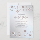 ミニマルホワイトパールシルバー ブライダルシャワー 招待状 (正面)
