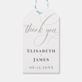 ミニマルホワイト&グレー書道シック結婚ズ ギフトタグ
