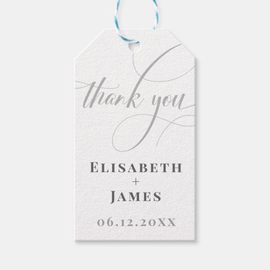 ミニマルホワイト&グレー書道シック結婚ズ ギフトタグ (正面)