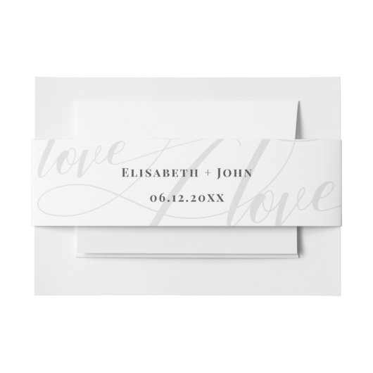 ミニマルホワイト&グレー書道シック結婚ズ 招待状ベリーバンド (正面例)