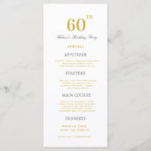 ミニマルホワイト&金ゴールド60thバースデーパーティーカスタム メニュー (正面)