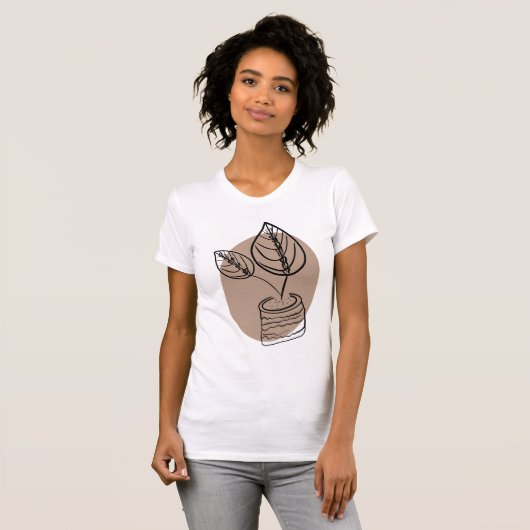 ミニマルボタニカルカラテア植物アート Tシャツ (正面フル)