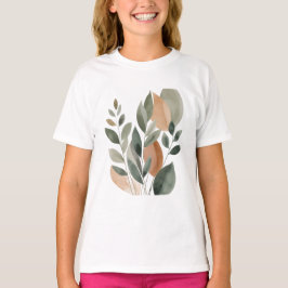 ミニマルボタニカルリーフパターン Tシャツ