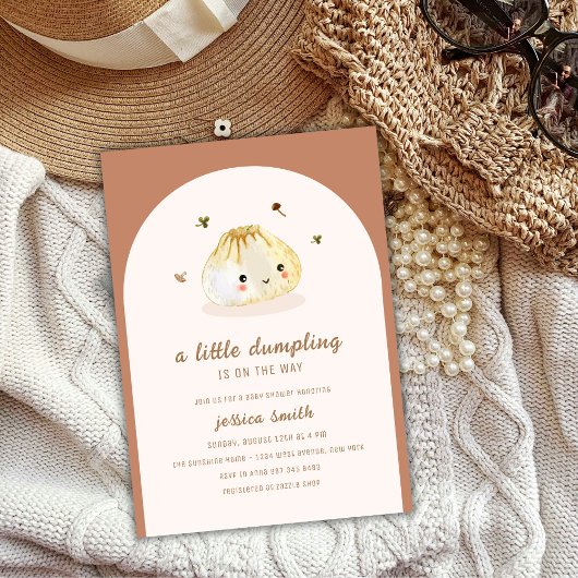 ミニマルボホアーチ中華まんベビーシャワー 招待状