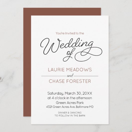 ミニマルボーホーウェディング招待状 招待状 (正面/裏面)