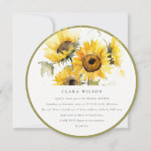 ミニマルボーホー水彩ひまわりブライダルシャワー 招待状 (正面)