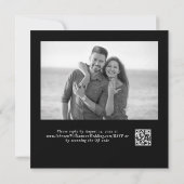 ミニマルボールド正方形ホワイトフローラルブラックウェディング 招待状 (裏面)