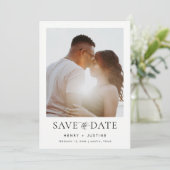 ミニマルポートレート写真とQRコー結婚ド セーブザデート (スタンド正面)