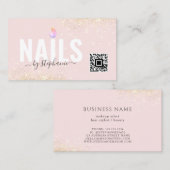 ミニマルポーランドネイルビューティーサロンQRコードピンク コーリングカード (正面/裏面)