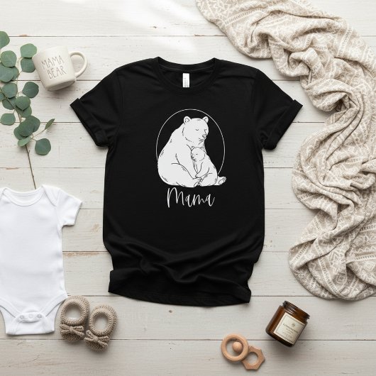 ミニマルママベアラインデザイン Tシャツ