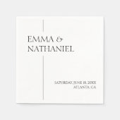ミニマルミニマシンプルリ白黒結婚の スタンダードカクテルナプキン (正面)