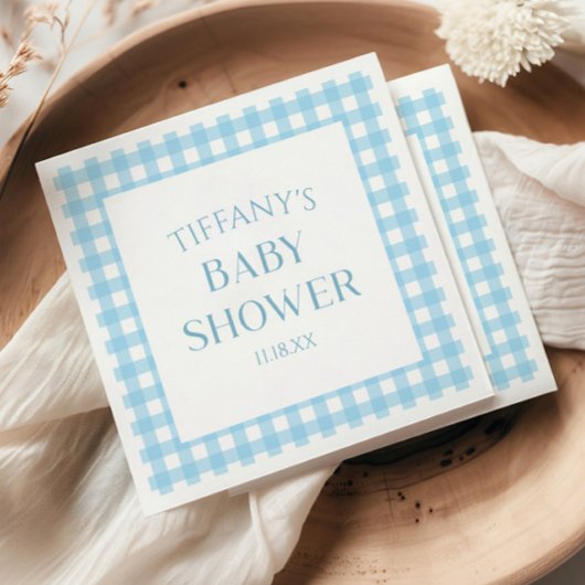 ミニマルミニマルリストブループレイドベビーシャワー スタンダードカクテルナプキン