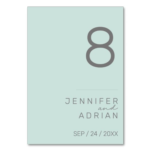 ミニマルミントモダン結婚表の番号 テーブルナンバー (正面)