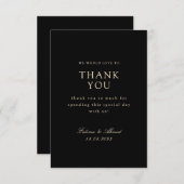 ミニマルムスリム結婚ブラック サンキューカード (正面/裏面)