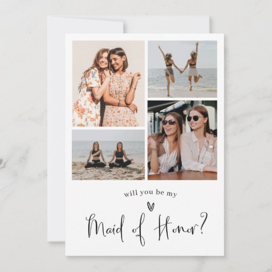 ミニマルメイド・オブ・オーナー(花嫁付き添い人)提案写真コラージュ 招待状 (正面)