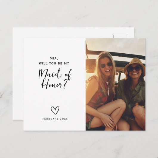 ミニマルメイド・オブ・オーナー(花嫁付き添い人)頼のはがき ポストカード (正面/裏面)