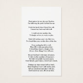 ミニマルメモリアル悔やみや弔慰祈りの言葉カード (裏面)