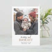 ミニマルメリースで明るいクリスマス家族の写真 シーズンカード (スタンド正面)