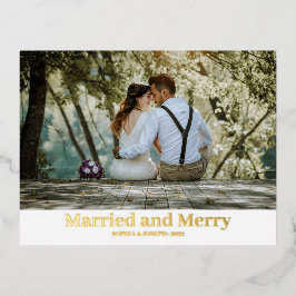 ミニマルメリースのホイル結婚したと新着写真F 箔シーズンポストカード