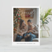 ミニマルメリースクリスマスベビー家族写真 シーズンカード (スタンド正面)