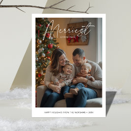 ミニマルメリースクリスマスベビー家族写真 シーズンカード