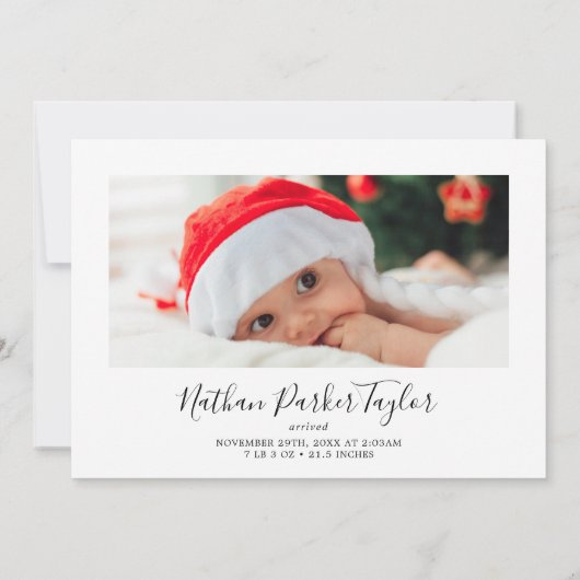 ミニマルメリースリトルクリスマスベビー誕生 シーズンカード (裏面)