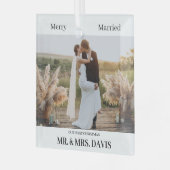 ミニマルメリーリストと結婚したフォト初めてのクリスマス ガラスオーナメント (正面左)