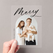 ミニマルメリーリストブラックスクリプトアーチフォトホリデー アクリル招待状 (インサイチュ (ポータブル))