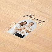 ミニマルメリーリストブラックスクリプトアーチフォトホリデー アクリル招待状 (レイダウン)