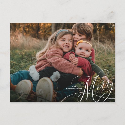 ミニマルメリーリストホリデーフォト ポストカード (正面)