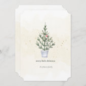 ミニマルメリーリストリトルクリスマスツリーの水色 シーズンカード (正面/裏面)
