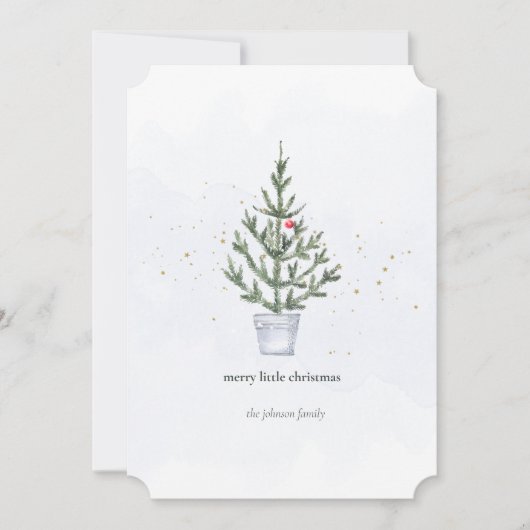 ミニマルメリーリストリトルクリスマスツリーの水色 シーズンカード (正面)