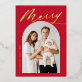 ミニマルメリーリスト赤と金ゴールドスクリプト2の写真 箔シーズンカード (正面)