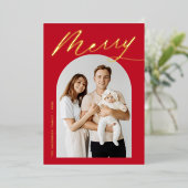 ミニマルメリーリスト赤と金ゴールドスクリプト2の写真 箔シーズンカード (立ち正面)