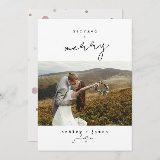 ミニマルメリー&ク結婚したリスマスフォトホリデー シーズンカード (正面/裏面)