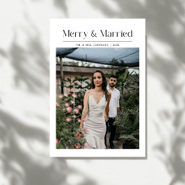 ミニマルメリー&マリードクリスマスフォト新婚カップル シーズンカード