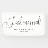 ミニマルモダンたった今結婚しましたミセス結婚の車 横断幕 (横)