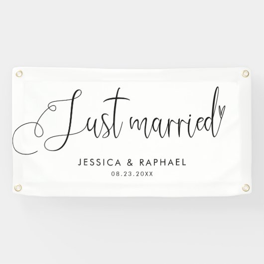 ミニマルモダンたった今結婚しましたミセス結婚の車 横断幕 (横)