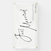 ミニマルモダンたった今結婚しましたミセス結婚の車 横断幕 (縦)