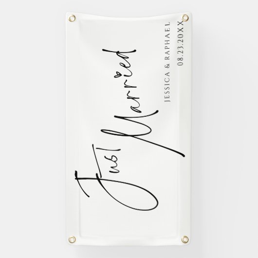 ミニマルモダンたった今結婚しましたミセス結婚の車 横断幕