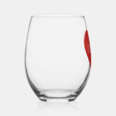 ミニマルモダンたった今結婚しました年赤いハート ステムなしワイングラス (右)