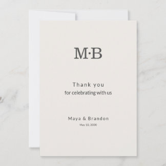 ミニマルモダンなエルメ結婚式のお礼カード サンキューカード