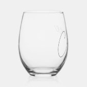 ミニマルモダンなカリグラフィー名前カスタム ステムなしワイングラス (右)