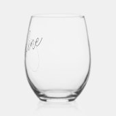 ミニマルモダンなカリグラフィー名前カスタム ステムなしワイングラス (左)