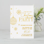 ミニマルモダンなゴールドとホワイトのクリスマスパーティー 箔シーズンカード (立ち正面)