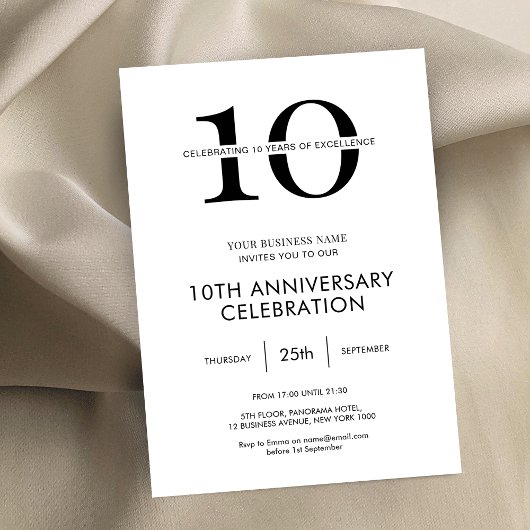 ミニマルモダンな企業周年記念 招待状