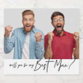 ミニマルモダンな写真花婿介添人案 ビールラベル (シングルラベル)