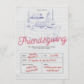 ミニマルモダンな感謝祭の友人たちとのディナーパーティー 招待状 (正面)