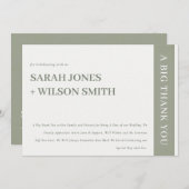 ミニマルモダンはっきりしたグレイタイポグラフィ結婚ズ サンキューカード (正面/裏面)